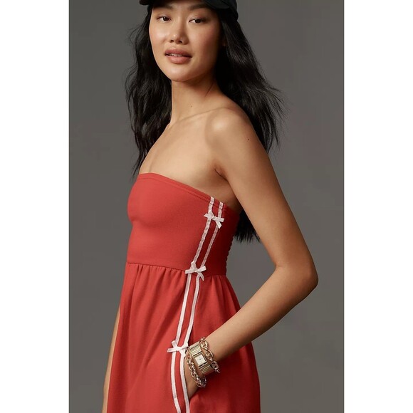 Daily Practice by Anthropologie Strapless Side Bow Tube Midi Dress S-P 280469 - Picture 2 of 7